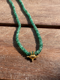 Gold Plated Hirz Necklace / Emerald