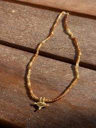 Gold Plated Hirz Necklace /Hessonite Garnet Ombre