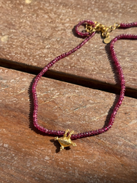 Gold Plated Hirz Necklace /Ruby
