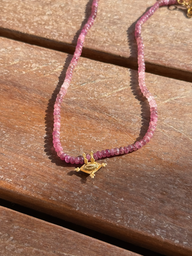 Gold Plated Hirz Necklace /Pink Tourmalline