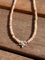Silver Hirz necklace / Pink Opal