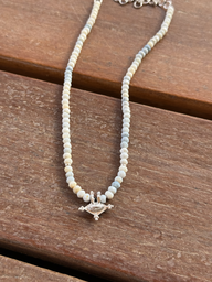 Silver Hirz necklace /Blue Opal